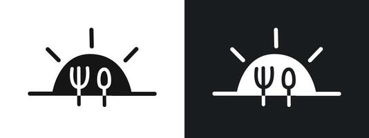 Sunrise Breakfast Icon linear graphics set in black vector