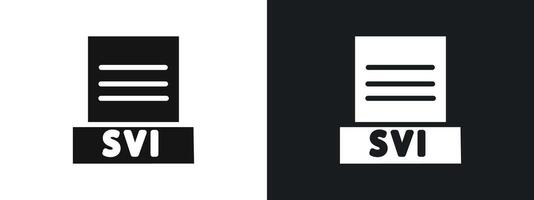 SVI File Document Icon linear graphics set in black vector