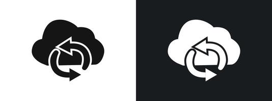 Synchronization Icon linear graphics set in black vector