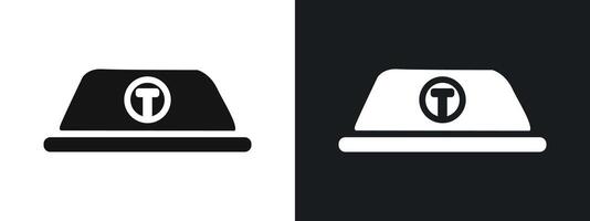 Taxi lamp Icon linear graphics set in black vector