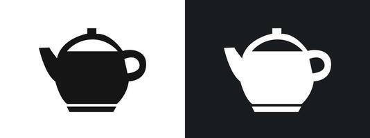 Teapot icon linear graphics set in black vector