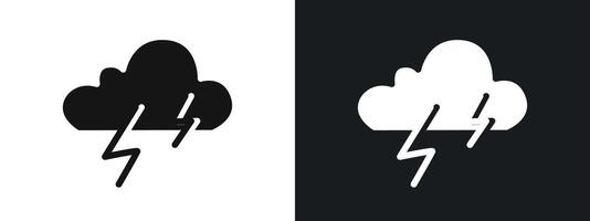 Thunder lightning icon linear graphics set in black vector