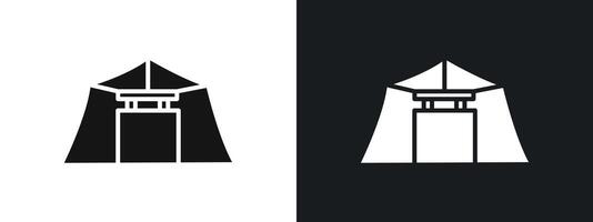 Tent icon linear graphics set in black vector