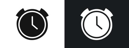 time clock watch icon linear graphics set in black vector