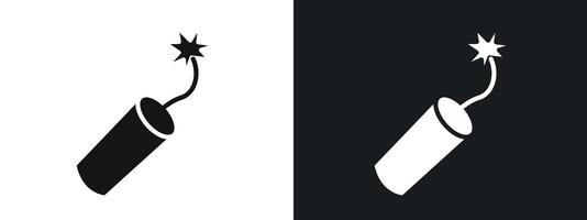 TNT dynamite Icon linear graphics set in black vector