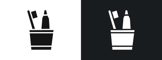 tooth brush icon linear graphics set in black vector