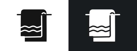 towel icon linear graphics set in black vector