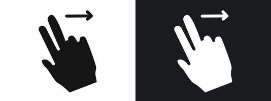 two fingers swipe right icon linear graphics set in black vector
