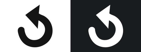 Undo arrow sign icon linear graphics set in black vector