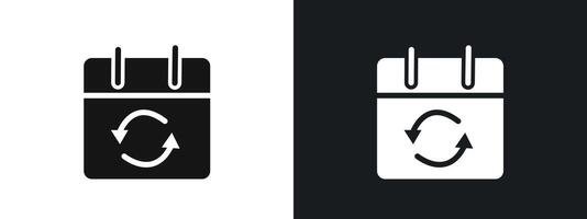 Update Calendar icon linear graphics set in black vector