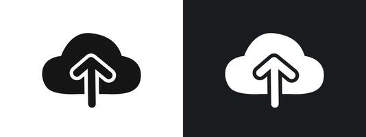 Upload icon linear graphics set in black vector
