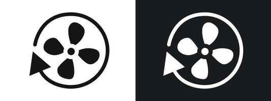 Ventilation icon linear graphics set in black vector