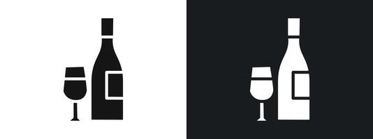 Wine icon linear graphics set in black vector