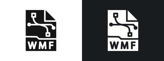 WMF File Document Icon linear graphics set in black vector