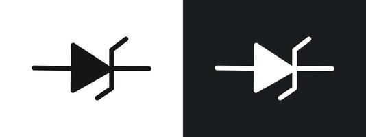 Zener diode icon linear graphics set in black vector