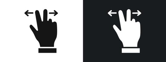 Zoom Gesture icon linear graphics set in black vector