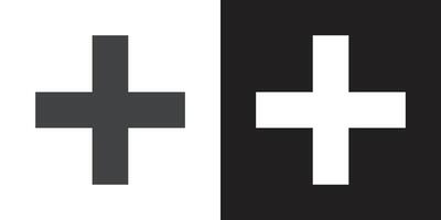 Add Icon Flat set in black and white color vector