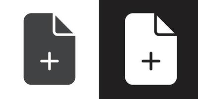 Add new document icon Flat set in black and white color vector