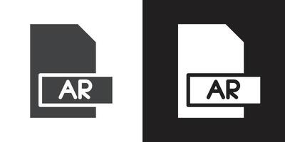 AR File Document Icon Flat set in black and white color vector