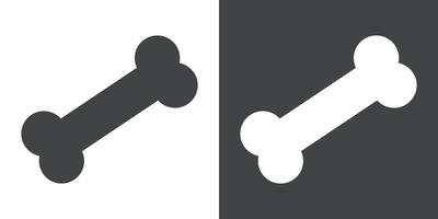 Bone icon Flat set in black and white color vector