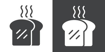bread slices icon Flat set in black and white color vector
