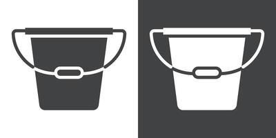 bucket icon Flat set in black and white color vector