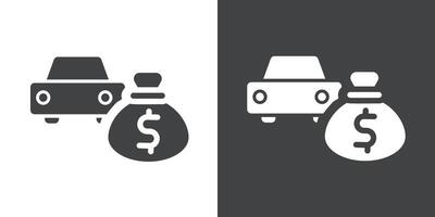 Car Loan icon Flat set in black and white color vector