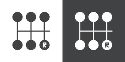 car manual shift lever icon Flat set in black and white color vector