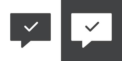 check message icon Flat set in black and white color vector