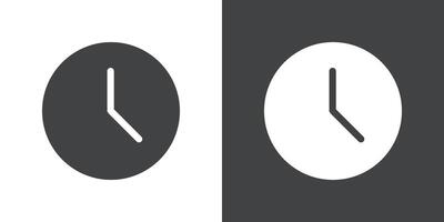 Clock time icon Flat set in black and white color vector