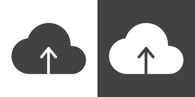 cloud upload icon Flat set in black and white color vector