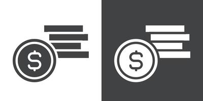 Coin stack icon Flat set in black and white color vector