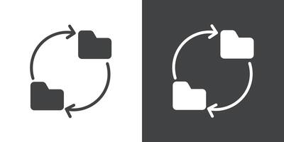 Data synchronization icon Flat set in black and white color vector