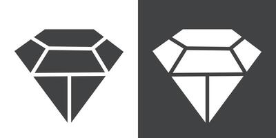 diamond icon Flat set in black and white color vector