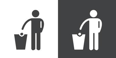 Do not litter icon Flat set in black and white color vector