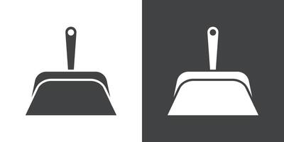Dustpan icon Flat set in black and white color vector