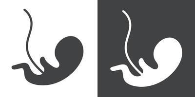 Embryo Child icon Flat set in black and white color vector