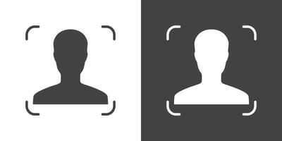 face detection icon Flat set in black and white color vector