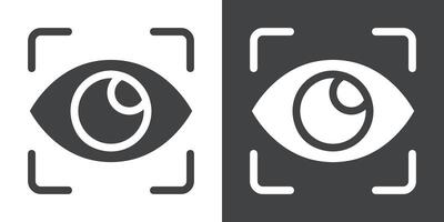 Eye scan icon Flat set in black and white color vector
