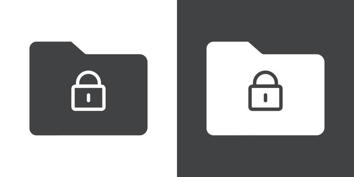Files and Folders Security icon Flat set in black and white color vector