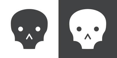 Evil skull icon Flat set in black and white color vector