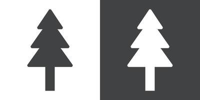 Fir tree icon Flat set in black and white color vector