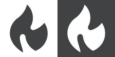 Fire Icon Flat set in black and white color vector