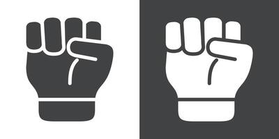 Fist icon Flat set in black and white color vector