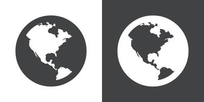 globe icon Flat set in black and white color vector