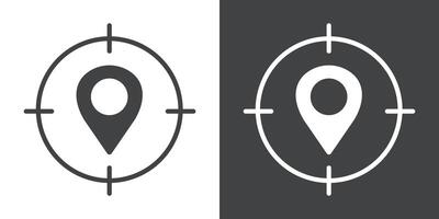 Geo Targeting icon Flat set in black and white color vector