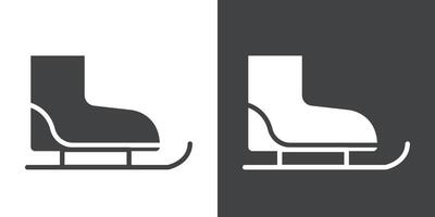 Ice skates icon Flat set in black and white color vector