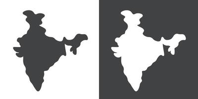 Indian map icon Flat set in black and white color vector