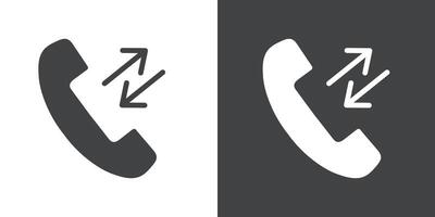 incoming outgoing Phone call icon Flat set in black and white color vector