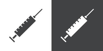 Insulin syringe icon Flat set in black and white color vector